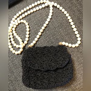 Carrie Forbes crochet knit Pearl strap crossbody bag
